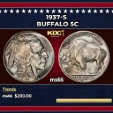 1937-s Buffalo Nickel 5c Grades ms66