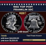 1955 Proof Franklin Half Dollar TOP POP! 50c pr69 dcam SEGS