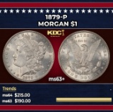1879-p Morgan Dollar $1 Grades ms63+