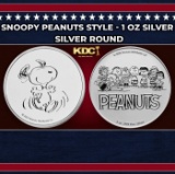 Snoopy Peanuts Style - 1 oz Silver Round Round