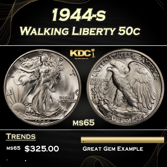 1944-s Walking Liberty Half Dollar 50c Grades ms65