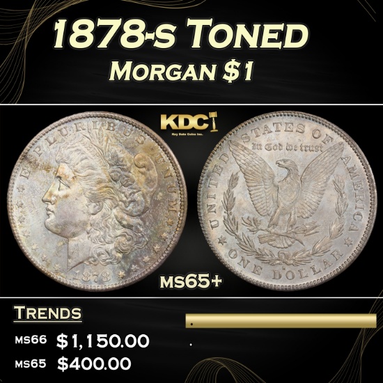 1878-s Morgan Dollar Toned $1 Grades ms65+
