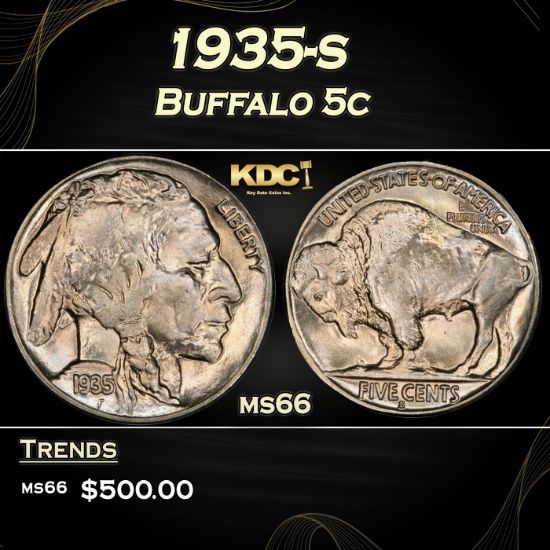 1935-s Buffalo Nickel 5c Grades ms66