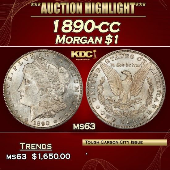 1890-cc Morgan Dollar $1 ms63 USCG
