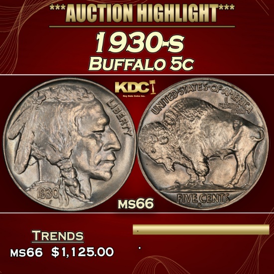 1930-s Buffalo Nickel 5c ms66 SEGS