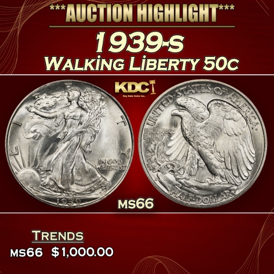 1939-s Walking Liberty Half Dollar 50c ms66 SEGS