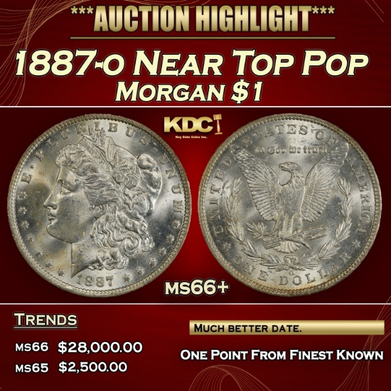 1887-o Morgan Dollar Near Top Pop $1 ms66+ SEGS