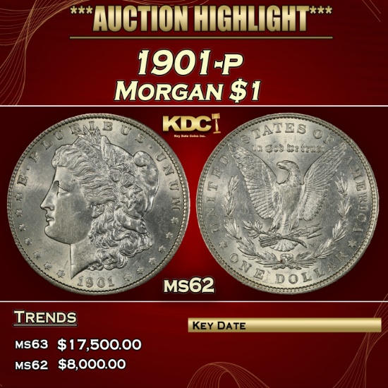 1901-p Morgan Dollar $1 ms62 USCG