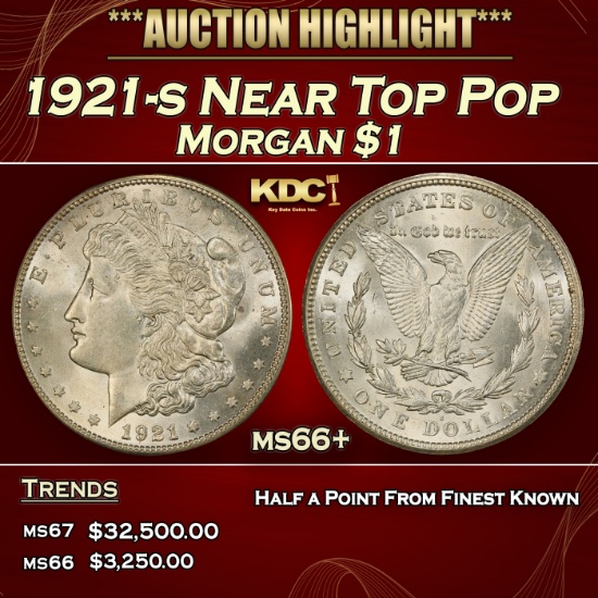 1921-s Morgan Dollar Near Top Pop $1 ms66+ SEGS