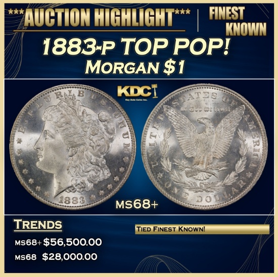 1883-p Morgan Dollar TOP POP! $1 ms68+ SEGS