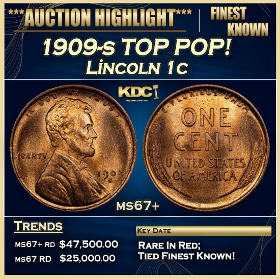 1909-s Lincoln Cent TOP POP! 1c ms67+ SEGS