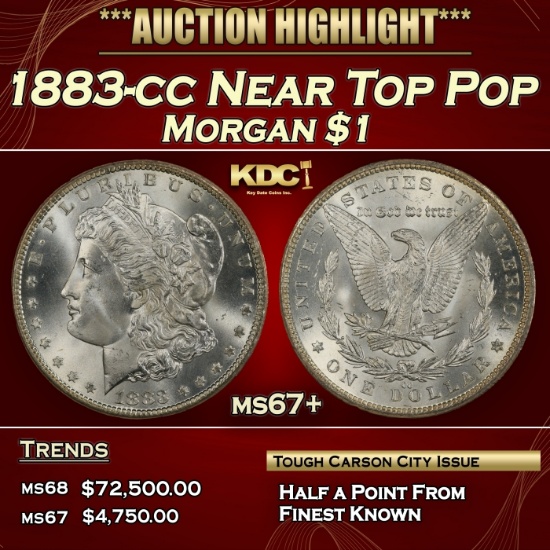1883-cc Morgan Dollar Near Top Pop $1 ms67+ SEGS