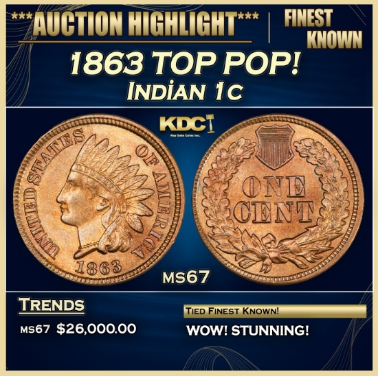 1863 Indian Cent TOP POP! 1c ms67 SEGS