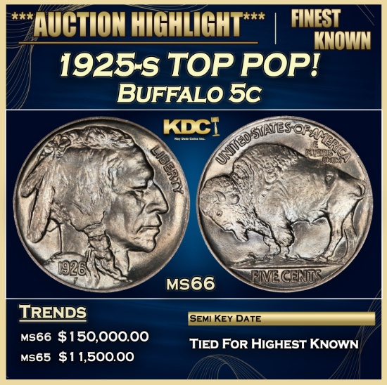 1925-s Buffalo Nickel TOP POP! 5c ms66 SEGS