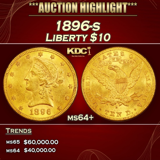1896-s Gold Liberty Eagle $10 ms64+ SEGS