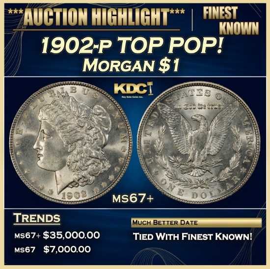 1902-p Morgan Dollar TOP POP! $1 ms67+ SEGS