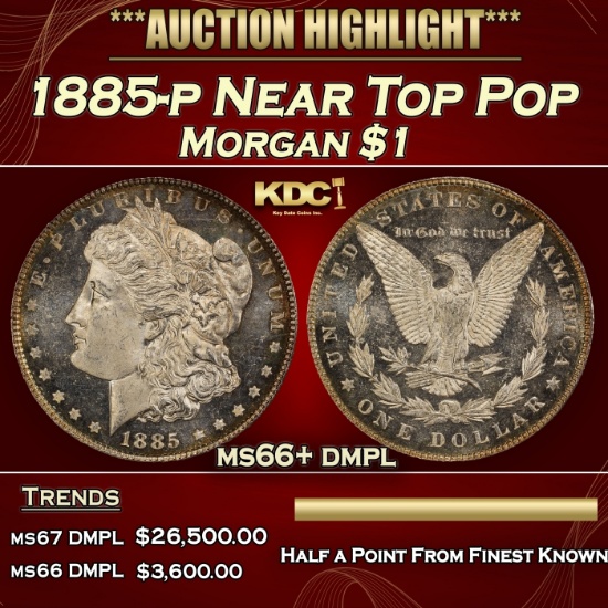 1885-p Morgan Dollar Near Top Pop $1 ms66+ dmpl SEGS