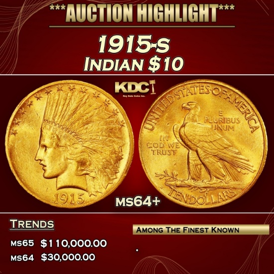 1915-s Gold Indian Eagle $10 ms64+ SEGS