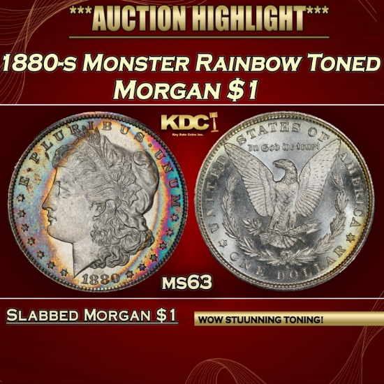 PCGS 1880-s Morgan Dollar Monster Rainbow Toned  $1 ms63 PCGS