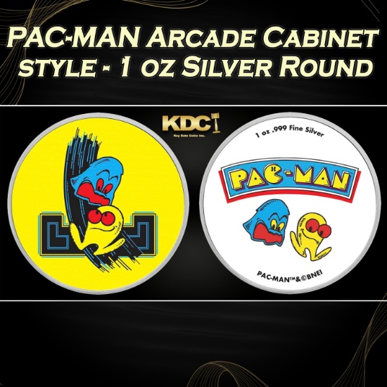PAC-MAN Arcade Cabinet style - 1 oz Silver Round Round