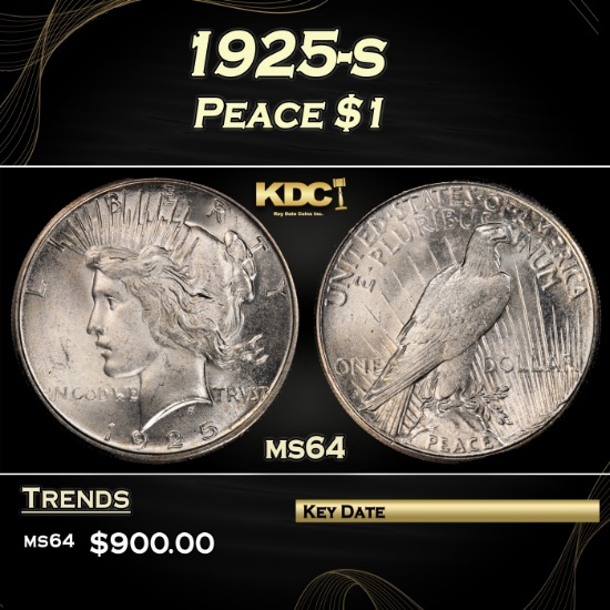 1925-s Peace Dollar $1 Grades ms64