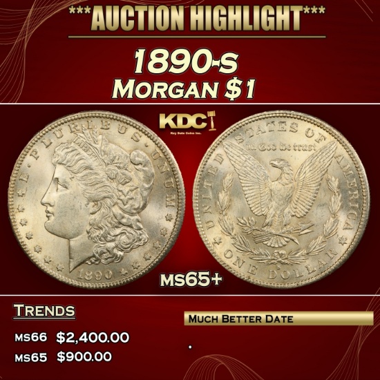 1890-s Morgan Dollar $1 ms65+ SEGS