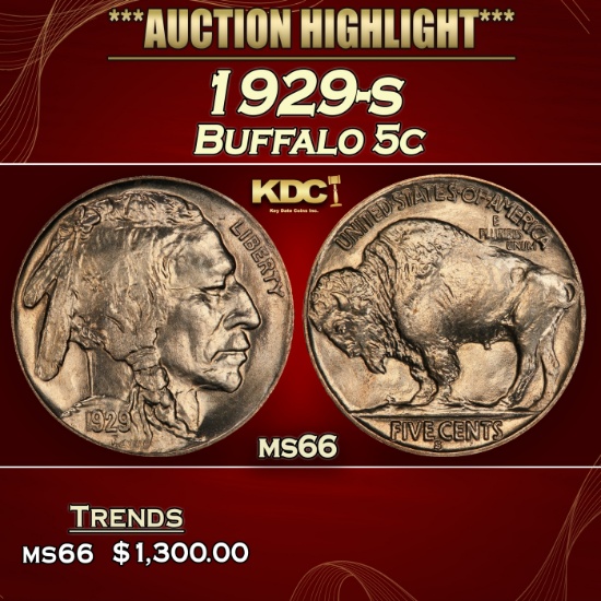 1929-s Buffalo Nickel 5c ms66 SEGS
