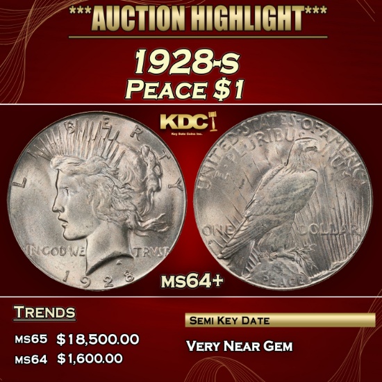 1928-s Peace Dollar $1 ms64+ SEGS