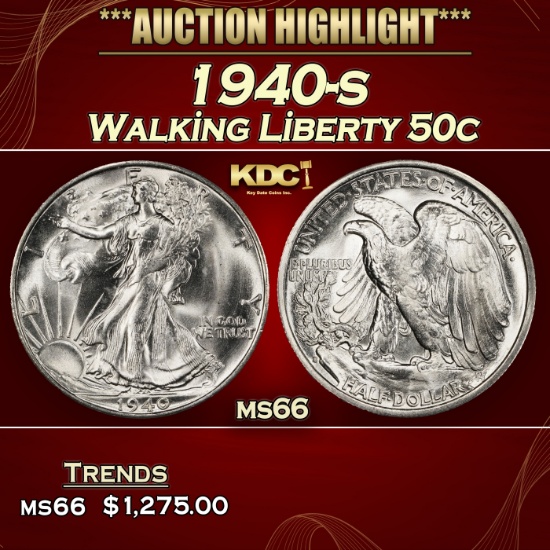 1940-s Walking Liberty Half Dollar 50c ms66 SEGS