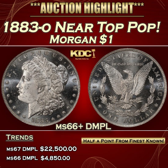 1883-o Morgan Dollar Near Top Pop! $1 ms66+ DMPL SEGS