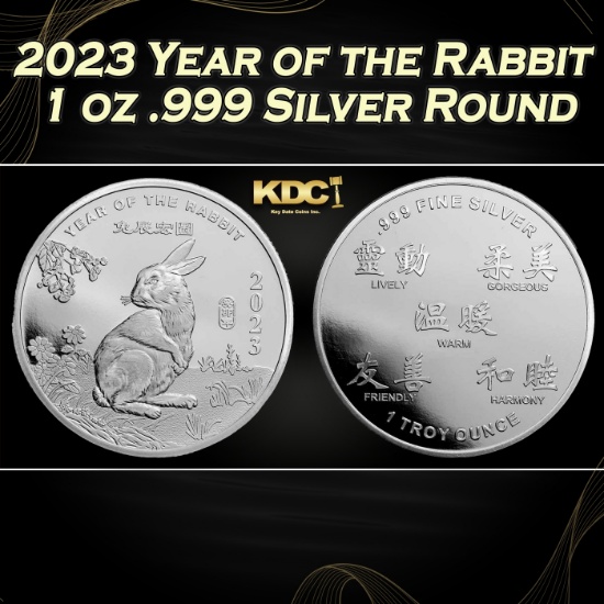 2023 Year of the Rabbit 1 oz .999 Silver Round Round