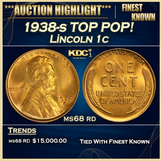 1938-s Lincoln Cent TOP POP! 1c ms68 rd SEGS