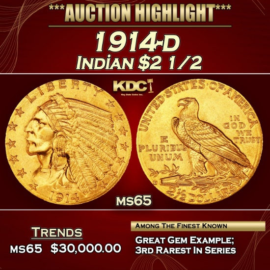 1914-d Gold Indian Quarter Eagle $2 1/2 ms65 SEGS
