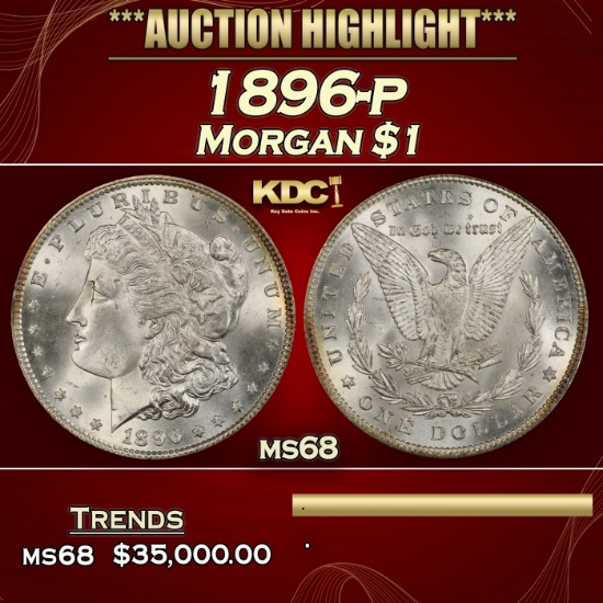 1896-p Morgan Dollar $1 ms68 SEGS