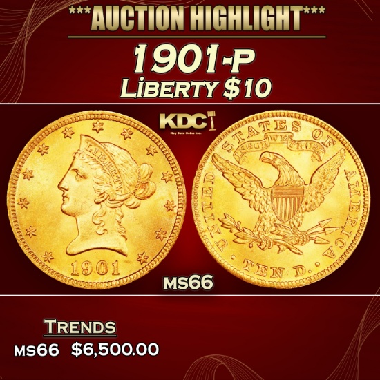 1901-p Gold Liberty Eagle $10 ms66 SEGS