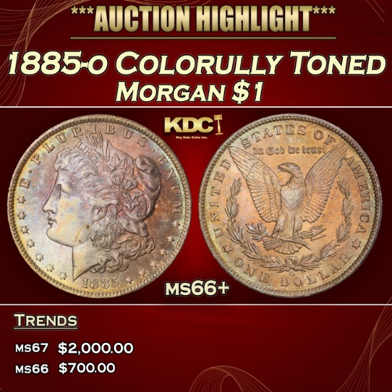 1885-o Morgan Dollar Colorully Toned $1 ms66+ SEGS