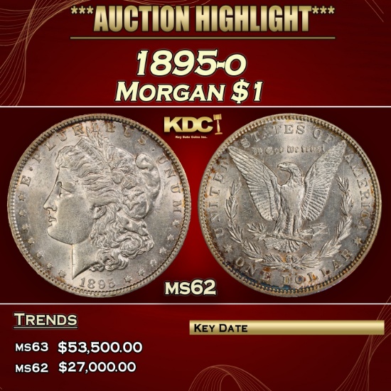 1895-o Morgan Dollar $1 ms62 USCG