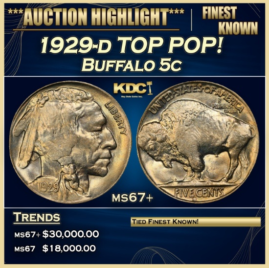 1929-d Buffalo Nickel TOP POP! 5c ms67+ SEGS