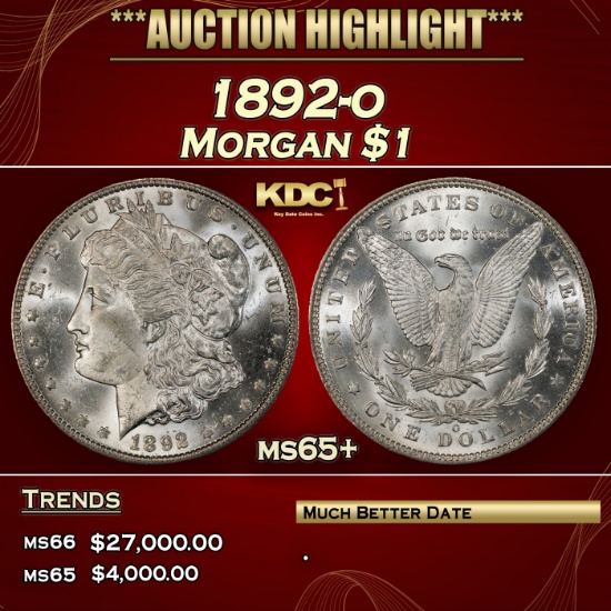 1892-o Morgan Dollar $1 ms65+ SEGS