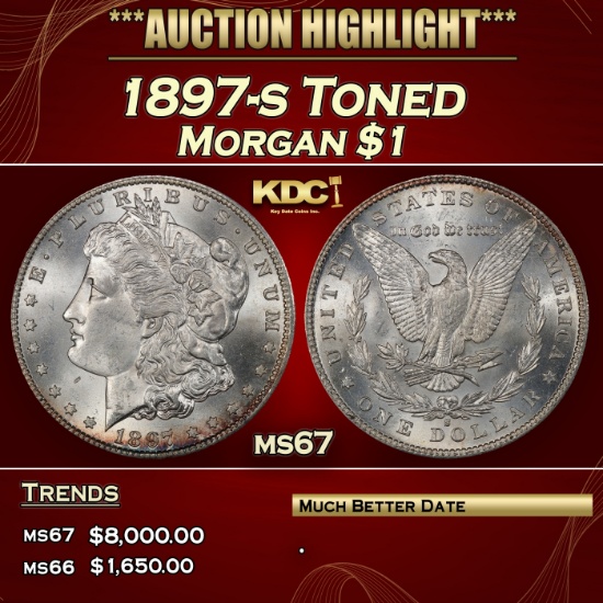 1897-s Morgan Dollar Toned $1 ms67 SEGS