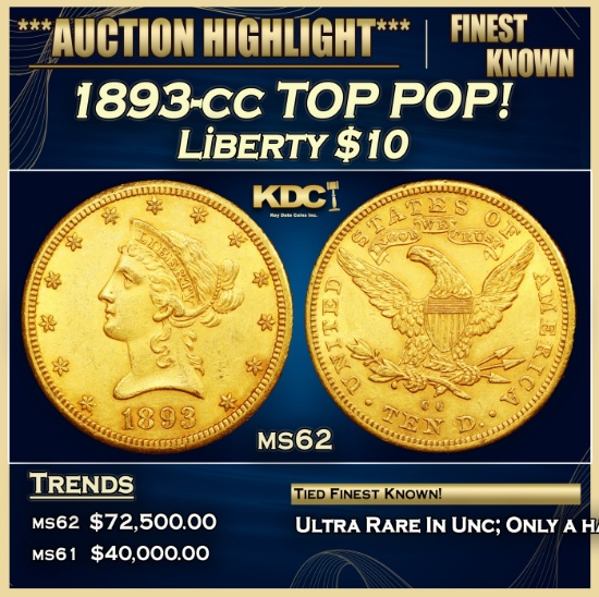 1893-cc Gold Liberty Eagle TOP POP! $10 ms62 SEGS