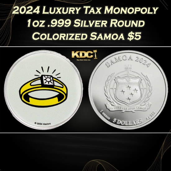 2024 Luxury Tax Monopoly 1oz .999 Silver Round Colorized Samoa Round