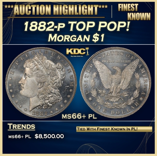 1882-p Morgan Dollar TOP POP! $1 ms66+ pl SEGS