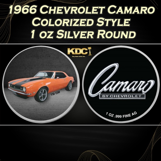 1966 Chevrolet Camaro Colorized Style - 1 oz Silver Round Round