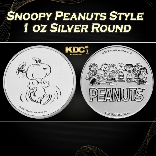 Snoopy Peanuts Style - 1 oz Silver Round Round