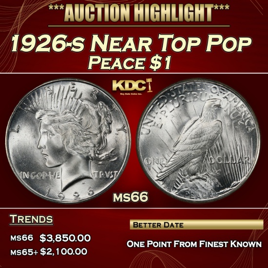 1926-s Peace Dollar Near Top Pop $1 ms66 SEGS