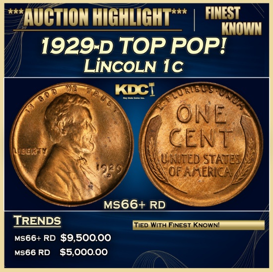 1929-d Lincoln Cent TOP POP! 1c ms66+ rd SEGS