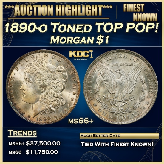 1890-o Morgan Dollar Toned TOP POP! $1 ms66+ SEGS