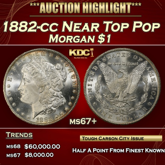 1882-cc Morgan Dollar Near Top Pop $1 ms67+ SEGS