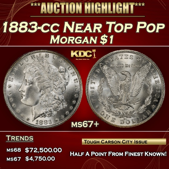 1883-cc Morgan Dollar Near Top Pop $1 ms67+ SEGS